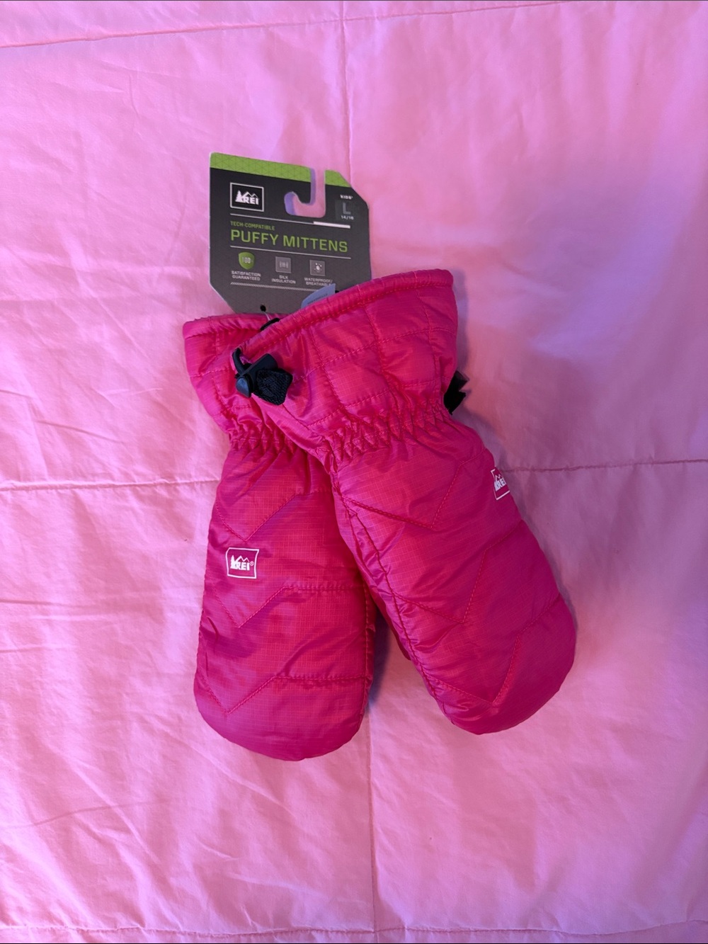 REI Kids Girls Puffy Mittens Mitts Gloves Girls Large 14-16 Pink
